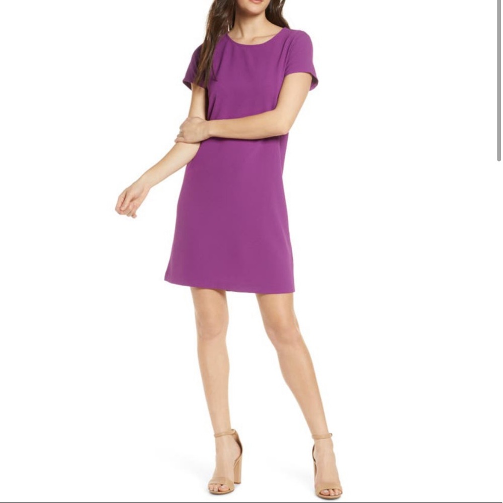 NWT $89 Chelsea28 Purple Crepe Shift Dress Size Small